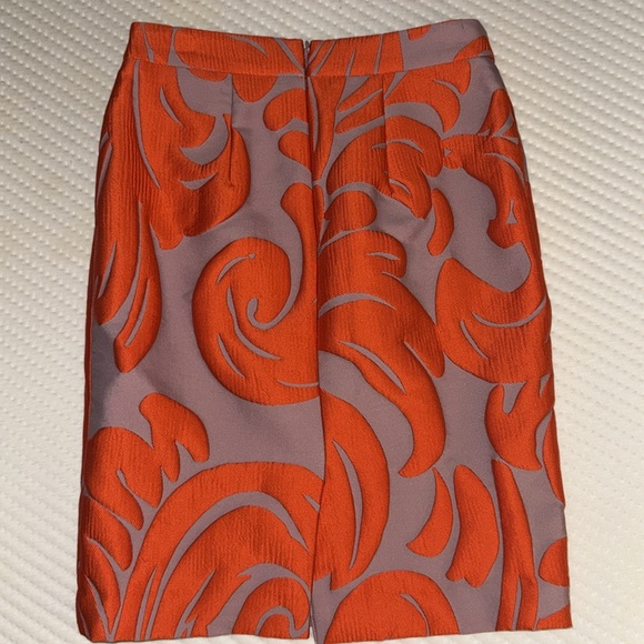 Ann Taylor Curvy Fan Leaf Orange Mauve Skirt 0P - Picture 3 of 3